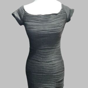 Brat Star On/ off Shoulder Black Textured Dress